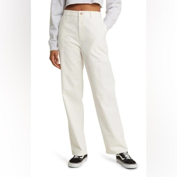 bp Denim - BP. High Waist Straight Leg Cotton Pants In White Size 2 NWOT